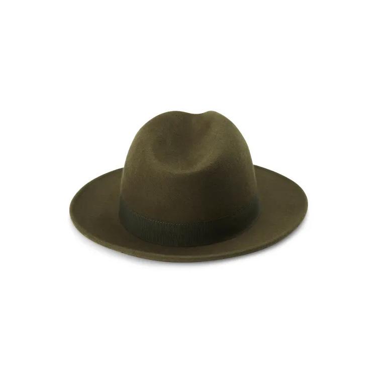 European And American Style Fashion Outdoor Felt Top Hat Solid Color Webbing Decorative Wool Top Hat Short Brim Wool Fedora