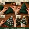 Parent Child Interaction Craft Christmas Tree Crochet Hat DIY Kit, Beginner-Friendly Light-Up Handmade Gift for Friends Complete Kit with Yarn, Tools,