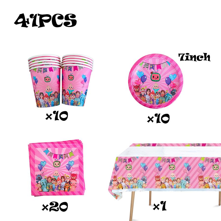 Cocomelon Birthday Party Decoration Tableware Tablecloth Napkins Plates Cups Party Favors Gift Bag Outdoor Wedding Party Decor