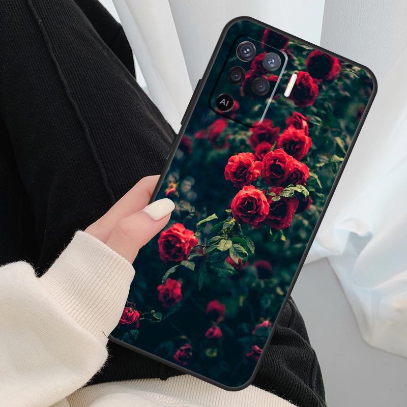 Beautiful Garden Red Roses Flowers Case For Oppo A18 A38 A58 A78 A98 A80 A60 A40 A96 A76 A16 A94 A74 A54 A15 A17 A57 A77 A5 Pro