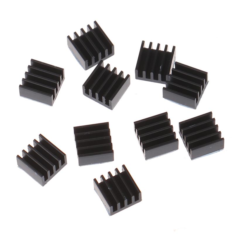 10Pcs  8.8X8.8X5Mm Black Aluminum Heatsink Cooling Radiator With Thermal Pad