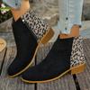 Women's Wide Width Suede Ankle Boots, Dual Side Zipper Retro Booties, European Style Winter Shoes for Women