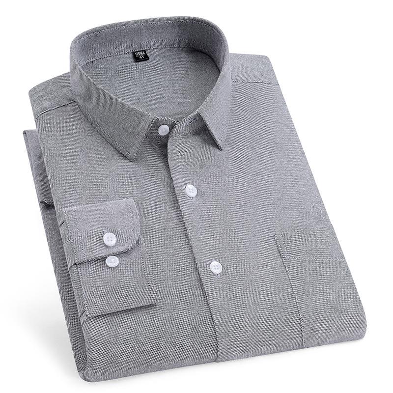 Men's Shirt Long Sleeve 100% Pure Cotton Oxford Dress Shirts Striped Regular Fit Casual Soft Male Blouse Clothing 11XL 10XL 9XL