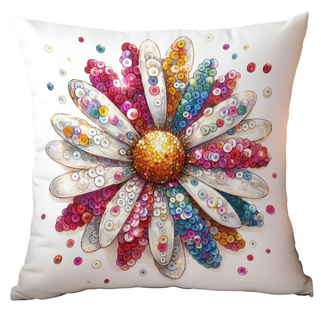 New Glitter Daisy Printed Pillowcase Light Luxury Floral Home Living Room Sofa Cushion Pillowcase