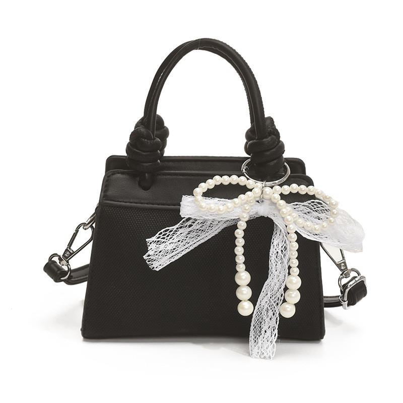 Design Minimally Spliced Children Casual Single Shoulder Square Bag With Pendant