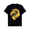 European Sizes Men'S Bold Golden Lion Graphic T-Shirt - Tee for Gym, Hiking, And Casual Wear - Black Shirt Featuring a Golden Lion Head Design