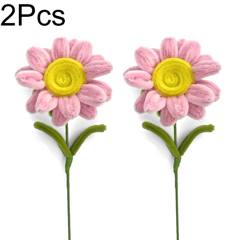 2Pcs Pipe Cleaner 35CM Artificial Flowers Home Decor Finished Flowers Handmade African Sunflower Bouquet Woven Flower