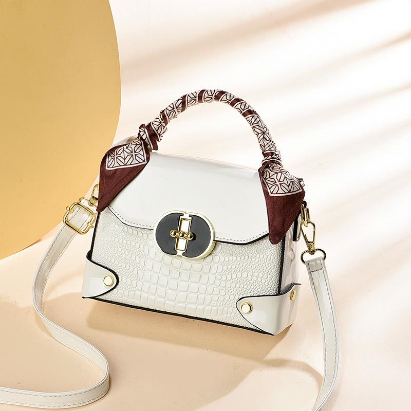 Cross-border women's bag bag quality handbag bright leather alligator pattern stone pattern shoulder bag atmospheric bag bags
