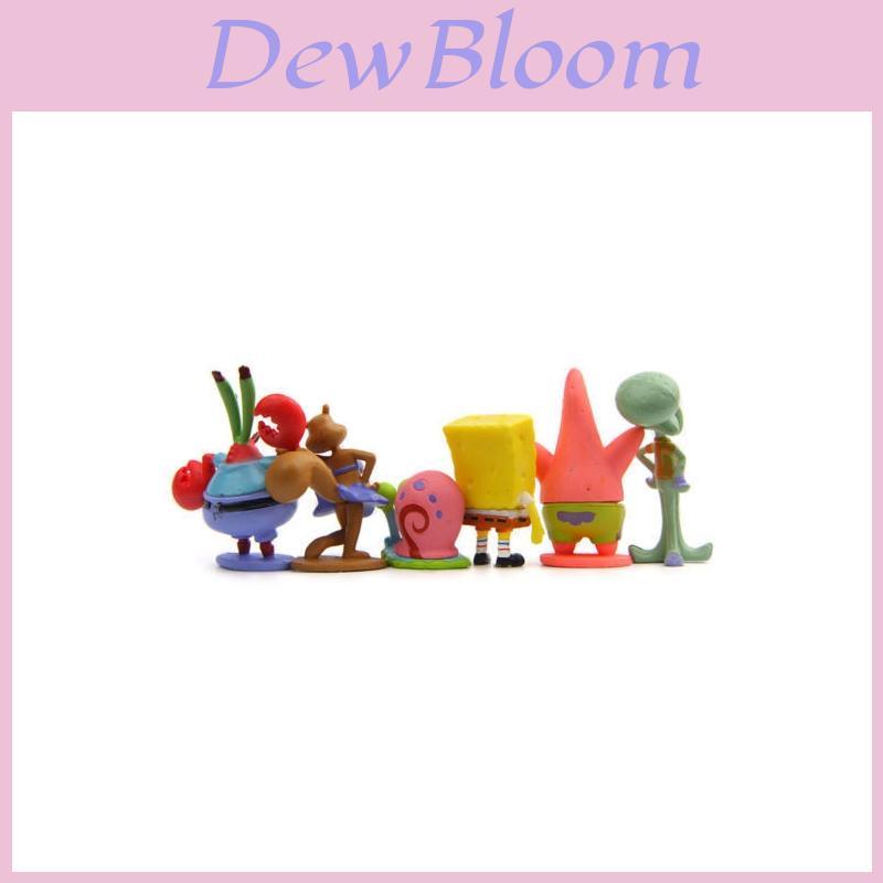 6er-Set Spongebob Schwammkopf Figuren mit Patrick Star und Thaddäus für Kinder-Kuchenaufsätze