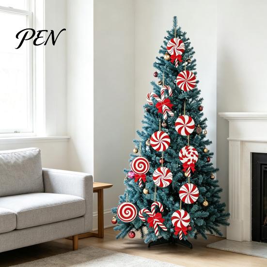 Classic Red White Christmas Ornaments 12/24/36 Pcs Candy Tree Decorations, Lollipop Picks for Tree, Country Style Fireplace Hanging Decor Ornaments,