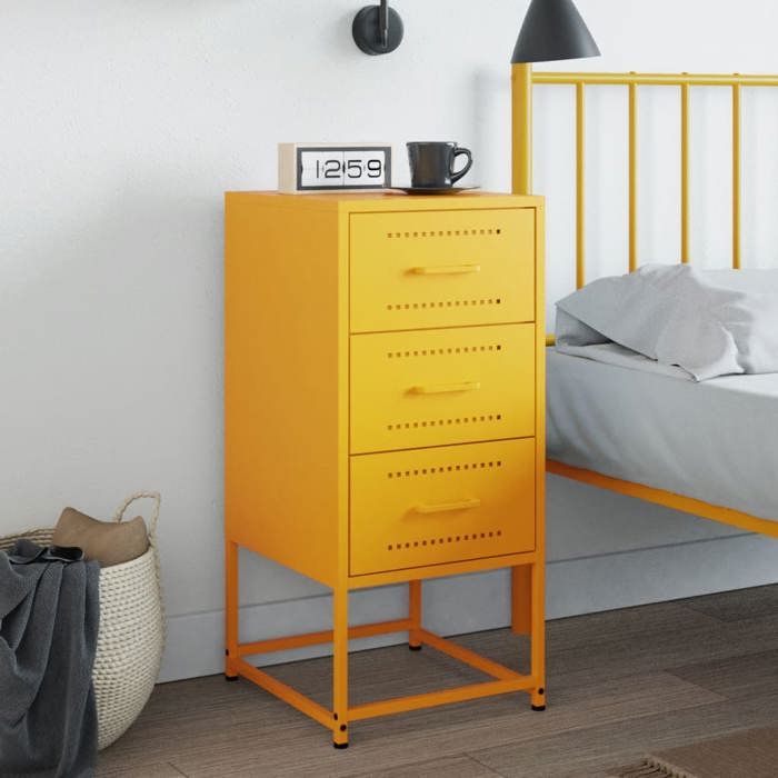 VidaXL Bedside Table Mustard Yellow 36x39x78 Cm Steel, Cabinet, Side Cabinet, Bedroom Furniture, Table 846584