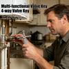 4-in-1 Water Meter Valve Key 4-Way Multi-Functional Water Utility Key High-Strength Steel Anti-Rust Valve Faucet Spigot Tool with Screwdriver Head