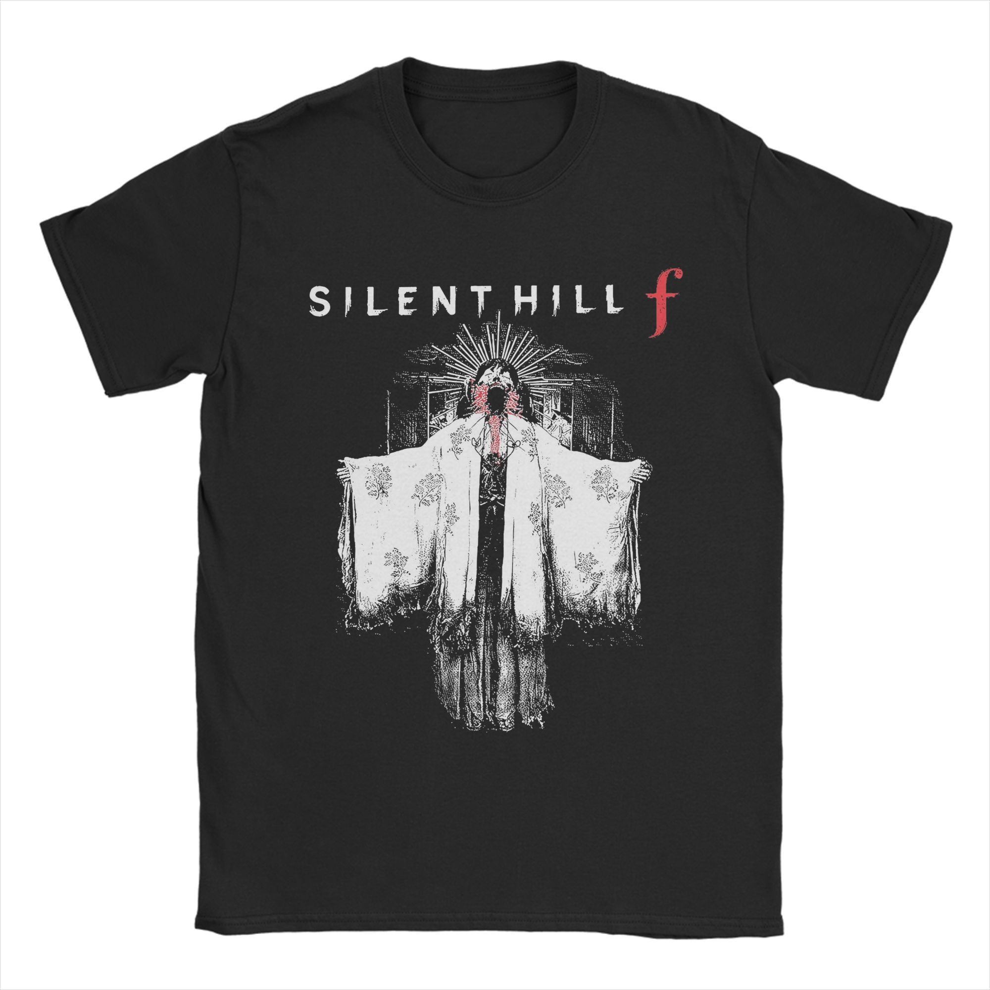 

Horror Game Silent Hill F T-Shirts Men Hinako Shimizu Humor Pure Cotton Tees Round Neck Short Sleeve T Shirts 6XL Clothing XL