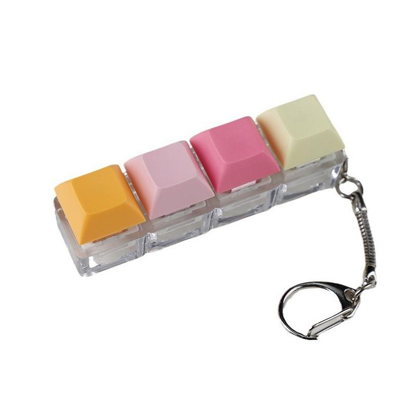 4-Keys Mechanical Keyboard Key Toy Keychain Party Stress Relief Diy Fidget Button Keycap Fidget Keyboard Toys Finger Keyboard