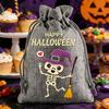 24pcs Set Halloween Drawstring Gift Bags Ghost Pumpkin Skull Pattern Bags for Trick-or-Treating Candy Giving Party Supplies