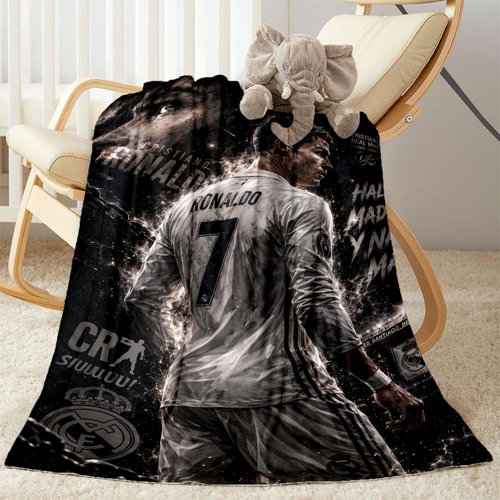 Ronaldo's Soccer Player Celebration Blanket Durable Comfort Suitable for Bed Office Chair Couch Four Seasons Universal Playful Design