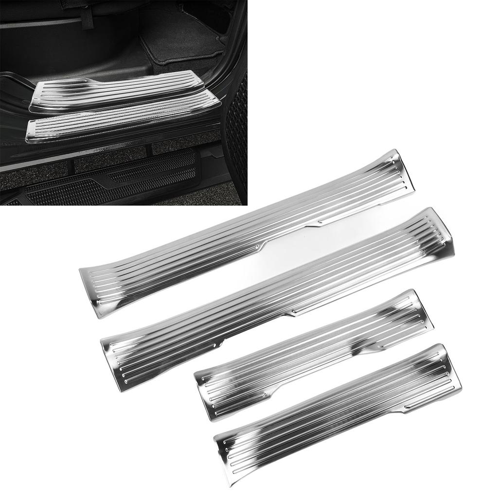 4PCS Door Sill Scuff Plate Guard Protector Trim Stainless Steel Polished Self Adhesive for 2024