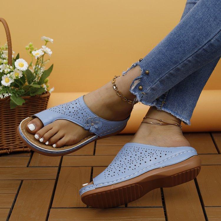 

2024 новые летние женские босоножки с цветочным принтом, пляжная обувь, большой размер, танкетка, удобные босоножки для женщин 43