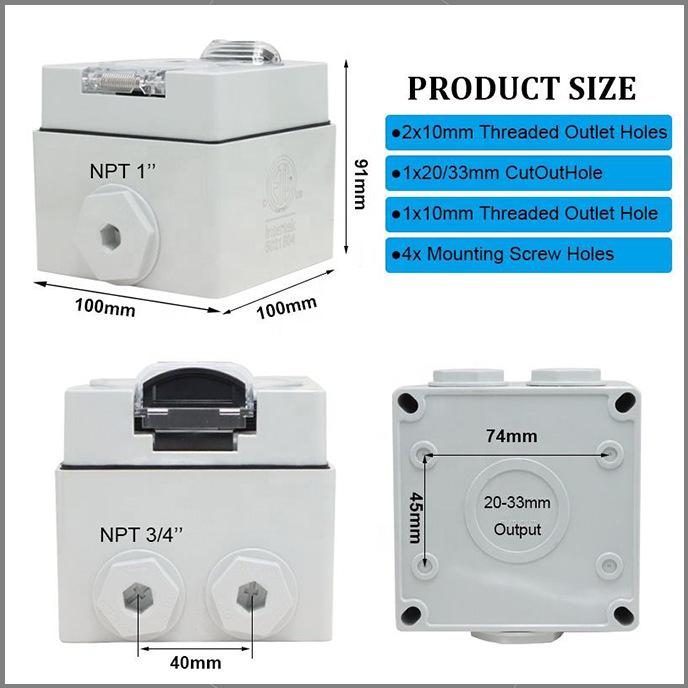 NEMA 14-30R Socket, 125/250V, Outdoor Dustproof for RVs & Electric Vehicles.