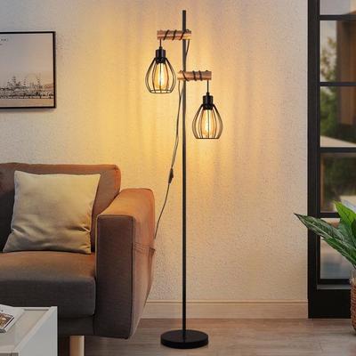 Living Room Floor Lamp - NETTLIFE - 2 E27 Bulbs - White Metal - Height 152 Cm - Scandinavian/Modern Style