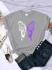 White And Purple Butterflies Personality Funny Print T-Shirt Women Summer Breathable Short Sleeve Soft Comfortable T Shirt Tees
