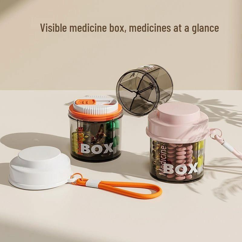 Portable Round Pill Box with Lid - Three-a-Day Moisture-Proof Travel Dispenser