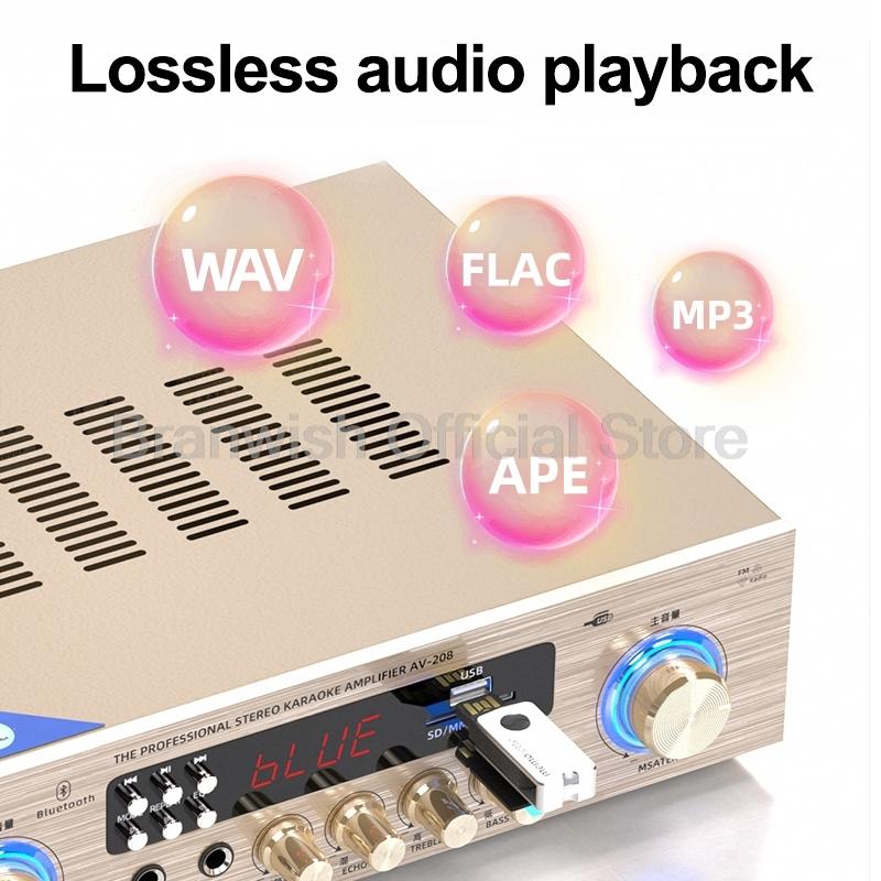 Hifi 150W+150W High Power Amplifier 4.2 Bluetooth Amplifier 2-Channel Auido Speaker Amp Decoding with USB/SD for Home Theater