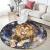 Lion Waves Stars Round Area Rug,Carpet Rug for Living Room Bedroom Sofa Playroom Decor,Non-slip Floor Mat