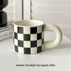 Ins-Style Chessboard Ceramic Mug with Coaster