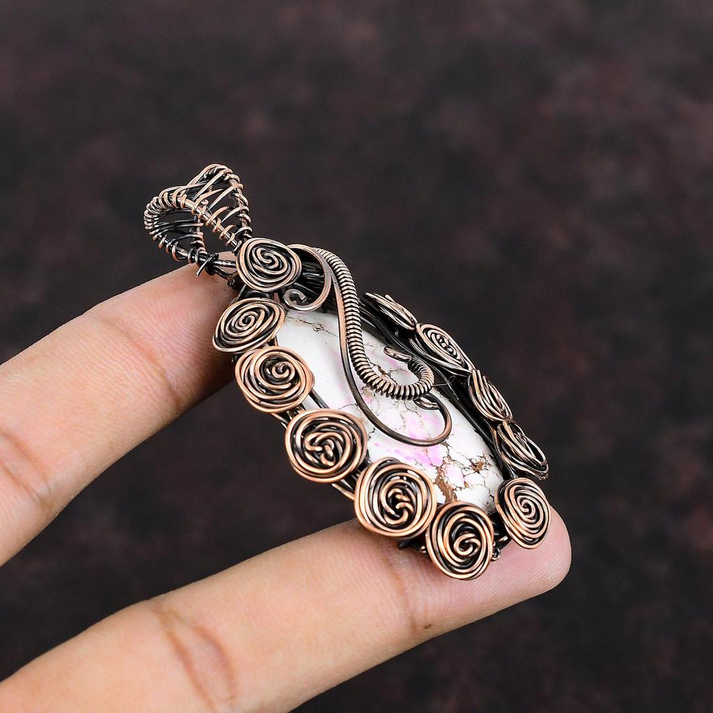 Wildpferd Magnesit Anhänger Kupferdraht umwickelter Anhänger Handgefertigter Schmuck Edelsteinanhänger Kupferschmuck Geschenk für Mutter Geburtssteinanhänger