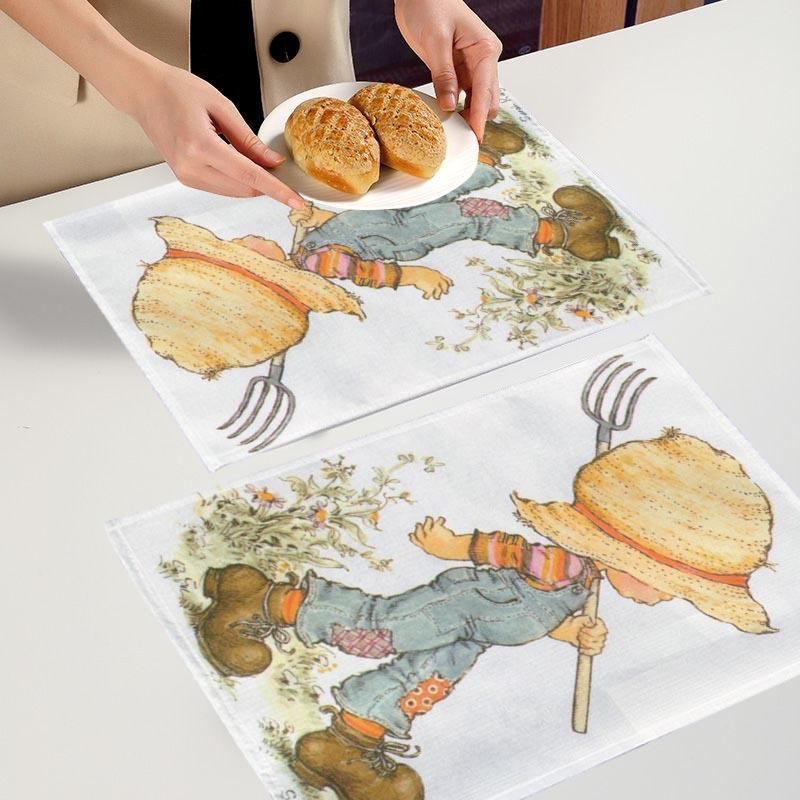 

Cartoon Sarah Kay Placemats For Dinner Table Decoration Accessories Linen Fabric Table Mat 30X40CM For Children Gift 30x45cm-4PC