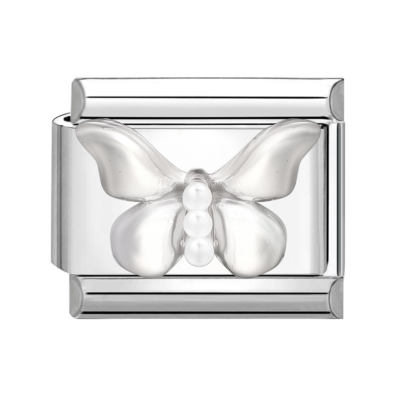 New Shiny Zircon Heart Butterfly Flower Star Bow Italian Charm Links Fit 9MM Stainless Steel Bracelet Girls' DIY Making Gift