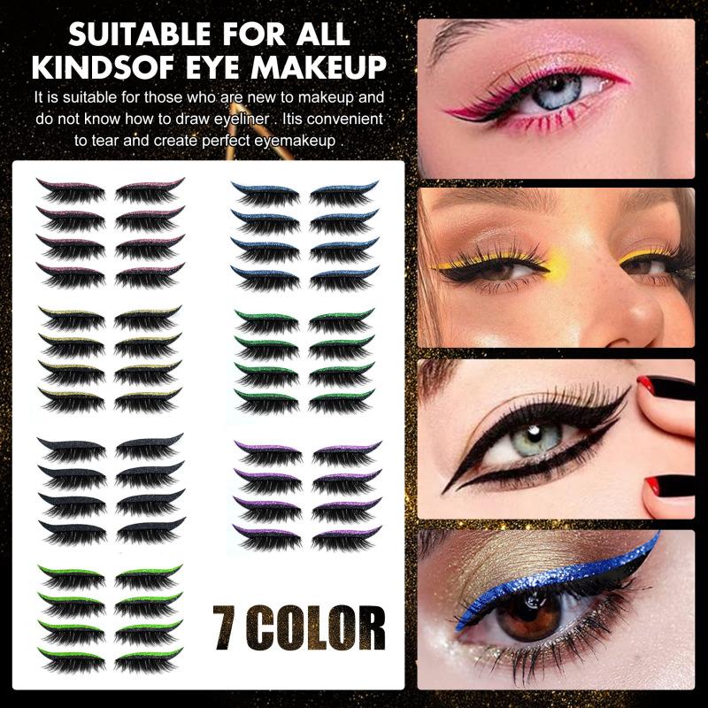 Set di adesivi per trucco occhi ciglia finte Riutilizzabile Eyeliner e adesivi per ciglia Eyeliner glitterato