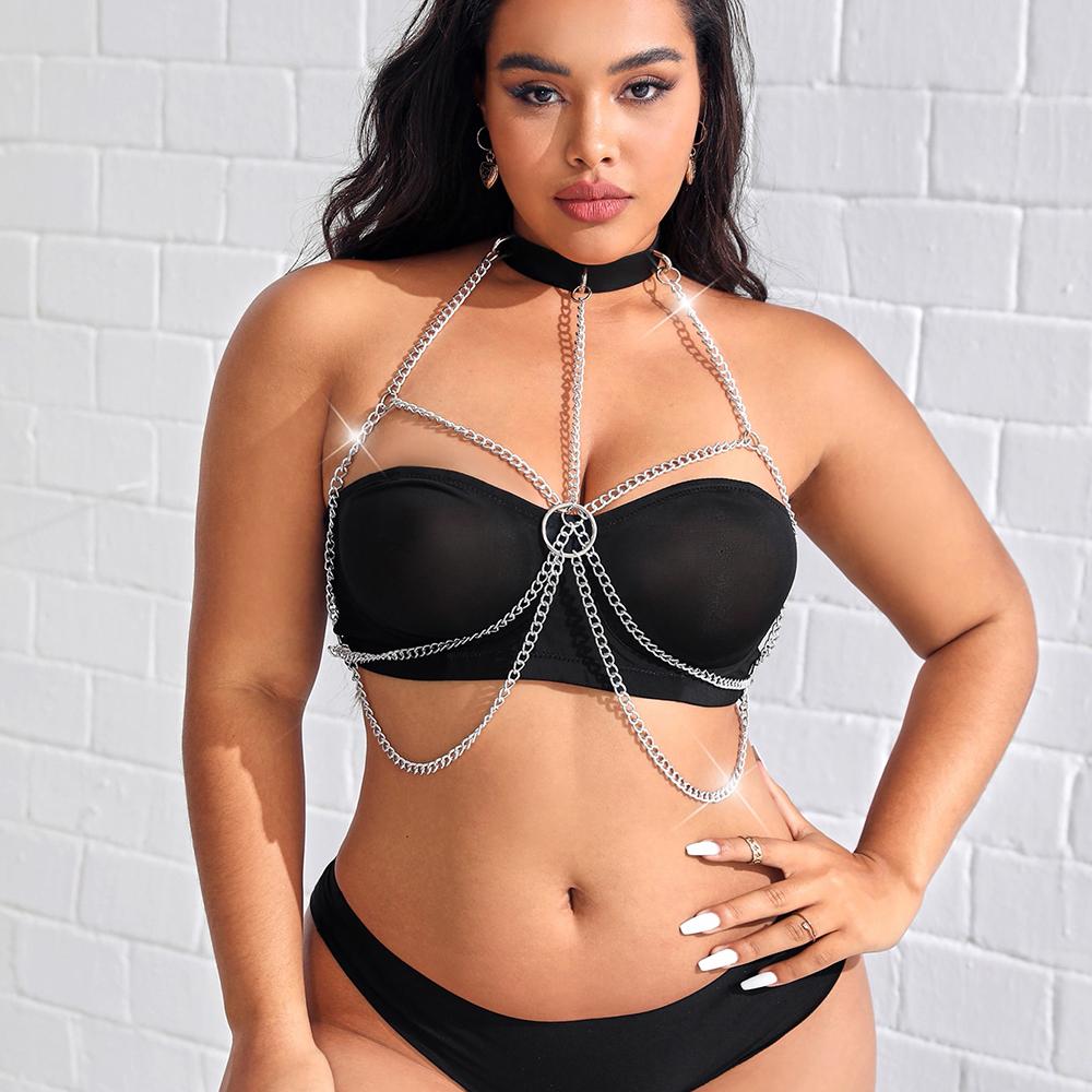 Women Sexy Cage Chest Chain Lingerie Bdms Bondage Bikini Belly Waist With Corset Chain Fetish Clothing Gothic Exotic Accessories