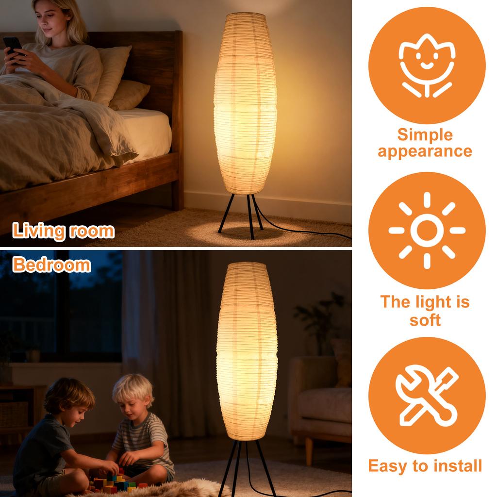 1pc Bedside Paper Lamp Shade Cover Bedroom Living Room Long Vertical Lampshade Nordic Minimalist Floor Lamp Decoration