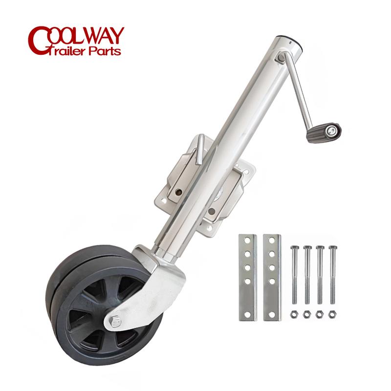 8 Inch Double Solid Wheel Sidewind Round Swivel Trailer Jack With Bolt On Capacity 900KG Jockey Wheel Boat RV Parts Accessories