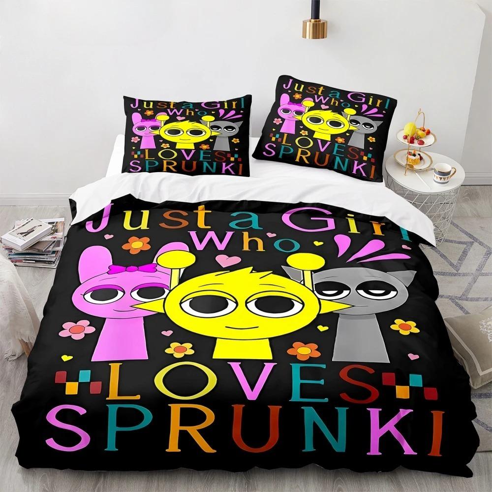 Music Game Sprunki 3D Print Cartoon Bedding Set Soft Comforter Cover Pillowcase Duvet Cover Set Bedclothes for Kids Adults Gift
