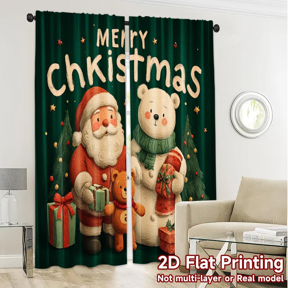 2D Flat Printing  JIT 2pcs   Curtains (Without Rod) Festive Friends Contemporary Chic Curtains 100% Polyester Curtains Outdoor