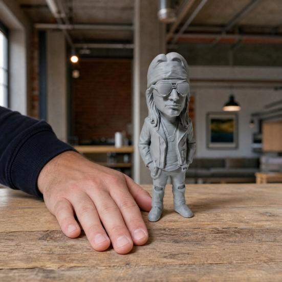 Simulated Music Singer Figurine, 3D Printed Retro Rock Character Model with Turban Sunglasses Design, Desktop Decoration for Study Room, Gaming Desk