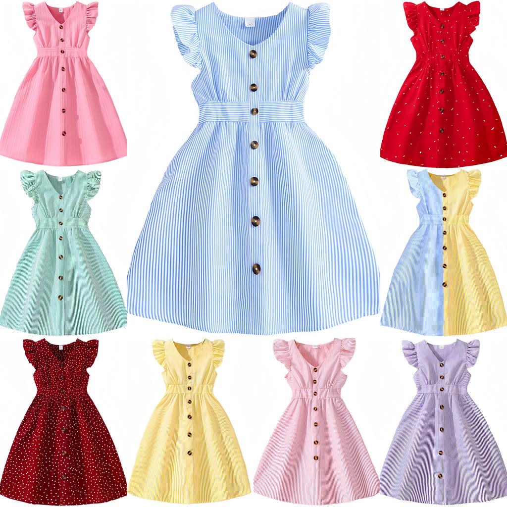 Girl Sleeveless Dress Children Kid Casual Summer Beach Sundress Princess Dresses Clothes