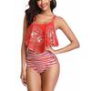 2020 European & American Ruffled High-Waisted Tummy Control Bikini Swimsuit