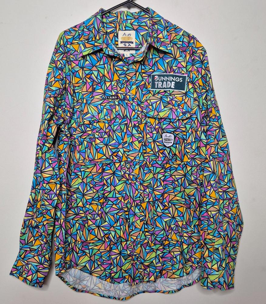 TradeMutt Bunnings Trade L/S Work Shirt Size L BNWT Patterned Workwear Unisex T-Shirt M