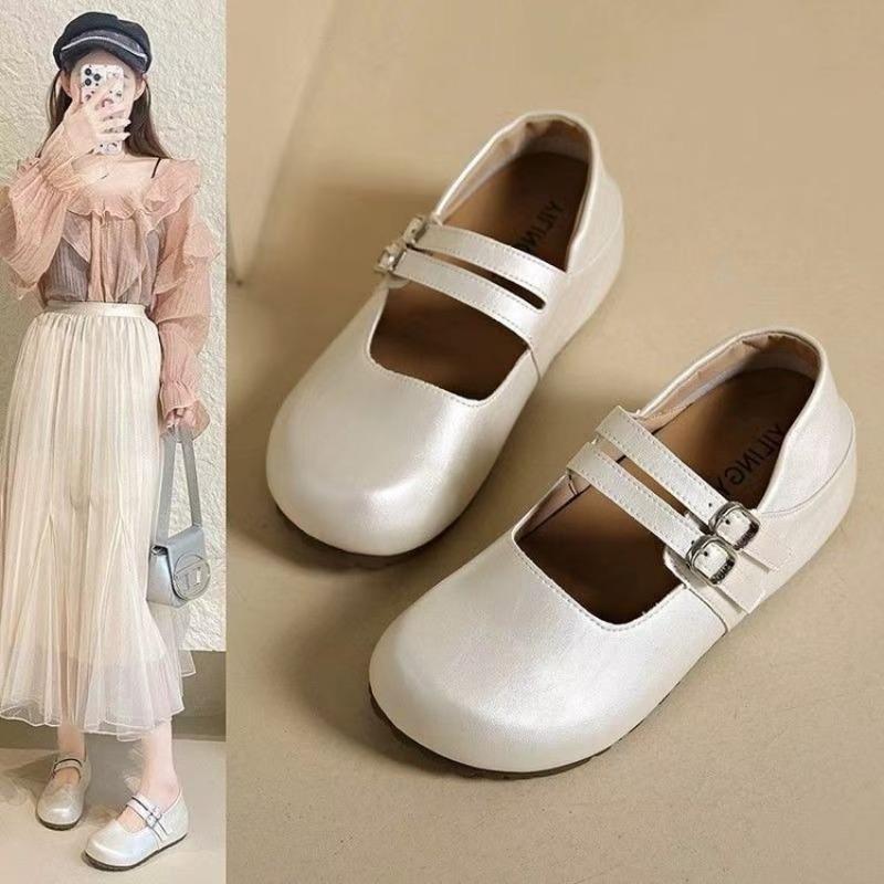 Retro height-increasing women's small leather shoes autumn new round head shallow mouth two wear super soft Doudou single shoes