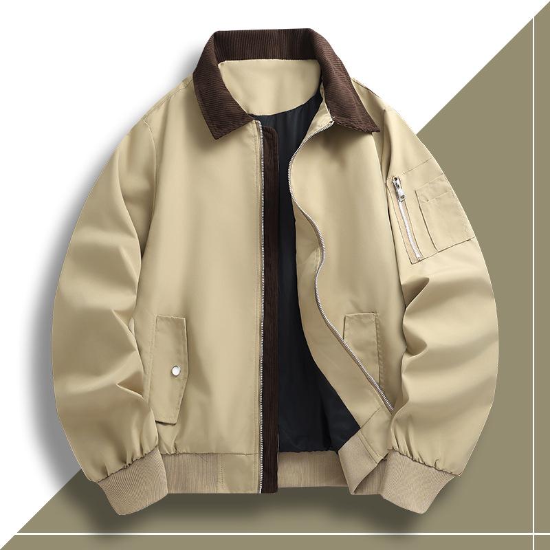 New Jacket Men's Jacket Corduroy Lapel Jacket Stand Collar Jacket Men