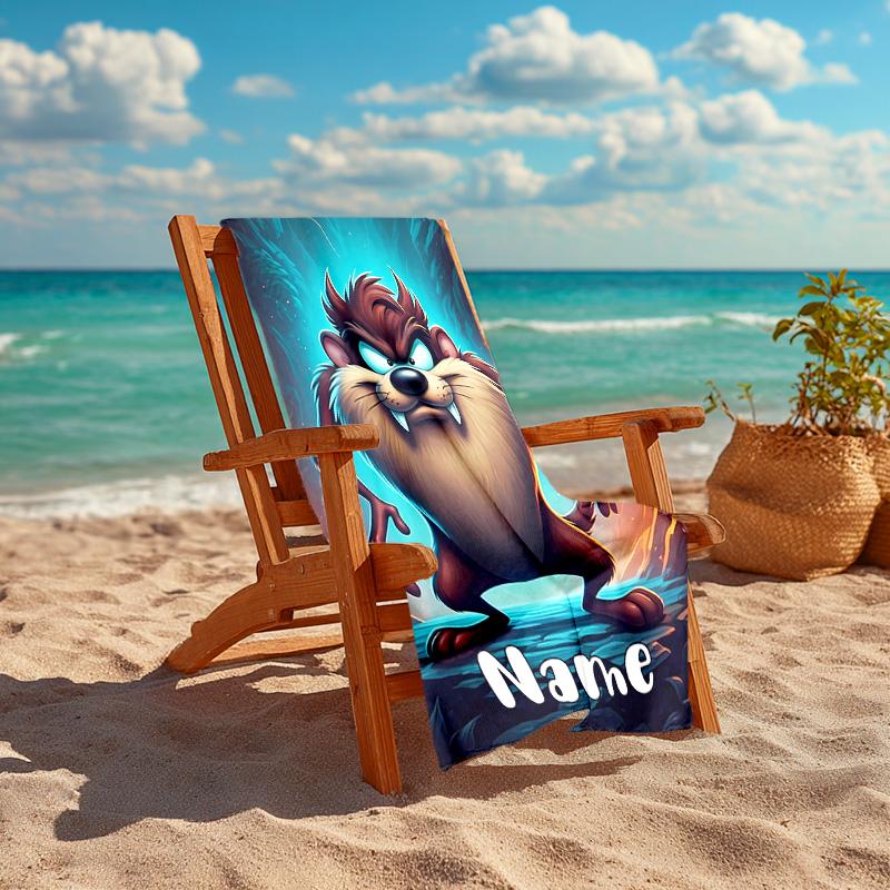 Personalized customized proof beach towel with Taz-Mania pattern - soft, absorbent,quick-drying,perfect swimming,camping&bathing