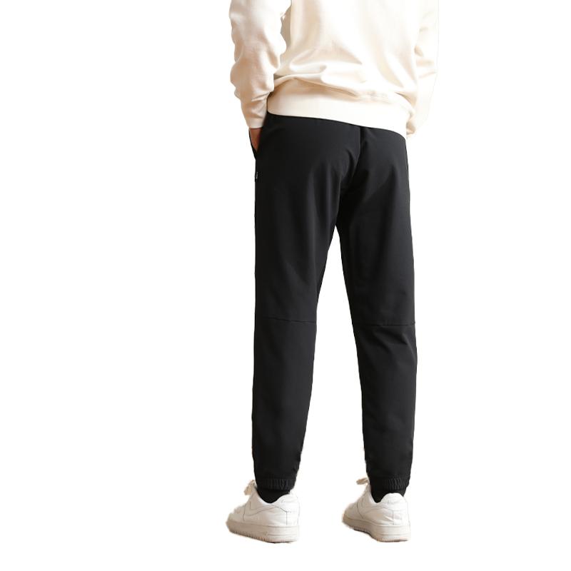 Li Ning Logo Print Fleece Thickened Mid Waist Loose Cuffed Casual Pants Men bottoms Black AYKUA73-1