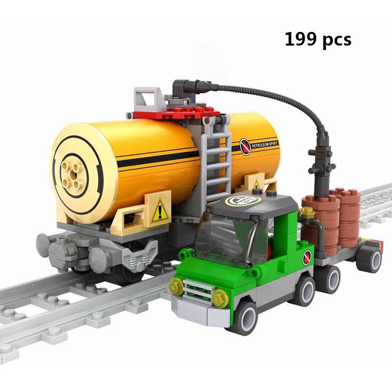 Ausini City Train Model Building Blocks Wagon Cargo Carriage Passenger Train Station Rail Tracks Locomotive Construction Toys