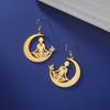 Lemegeton  Moon Meditator Yoga Earrings Stainless Steel Pendant Earrings Women's Personalized Jewelry Gifts