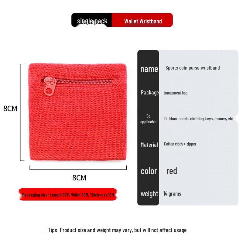 WEZHO Sweat-Absorbent Wristband with Zipper Pocket