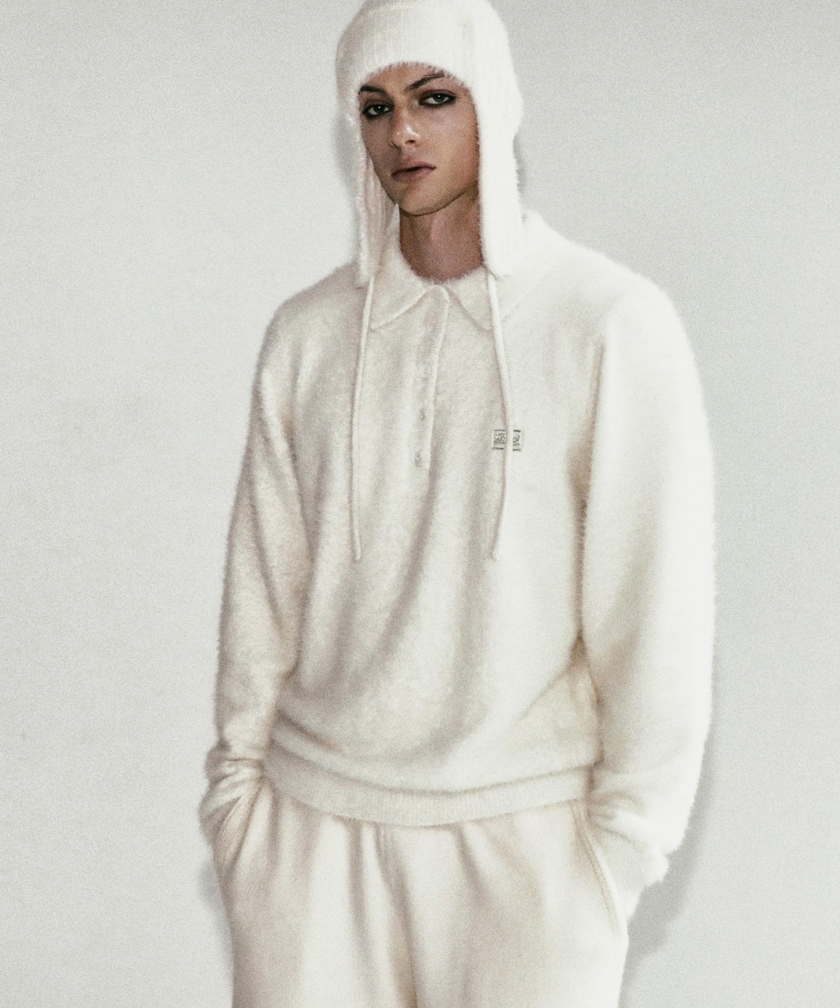 Bad Blood Bs Mohair Polo Sweater - Cream S